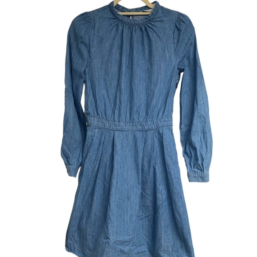 & Other Stories denim look dress long sleeve keyhole opening in back size 4